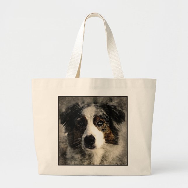 Abstract Dog Print Large Tote Bag (Front)