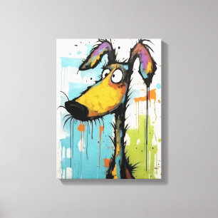 Abstract Dog Wooden Framed Canvas Print