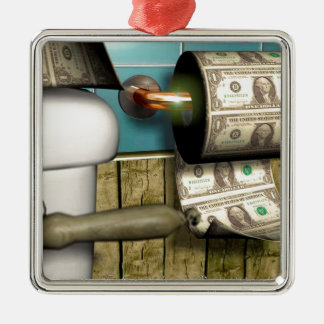 Abstract Dollar Toilet Bills Metal Tree Decoration