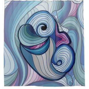 Abstract dolphin shower curtain