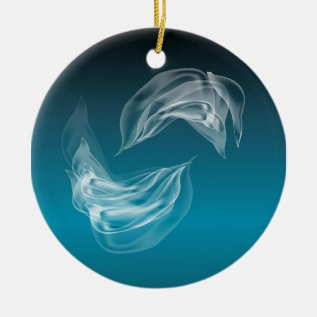 Abstract Dolphins at Play Ceramic Tree Decoration (Front)