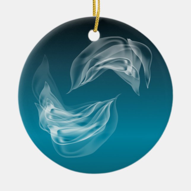 Abstract Dolphins at Play Ceramic Tree Decoration (Front)