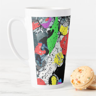 Abstract Doodle Art Blue White Black  Latte Mug