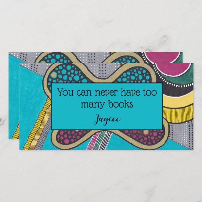 Abstract doodle, bright colours, book mark thank you card (Front/Back)