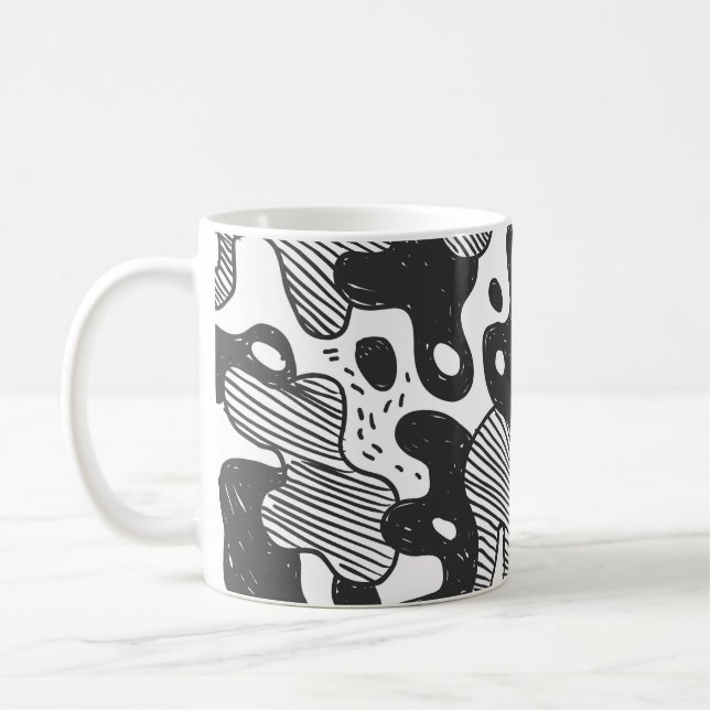 Abstract Doodle Camouflage Black Style Coffee Mug (Left)