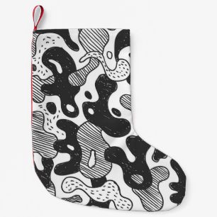 Abstract Doodle Camouflage Black Style Small Christmas Stocking