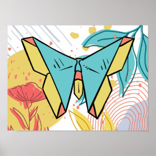 Abstract & Doodle Colourful Flower Butterfly Natur Poster