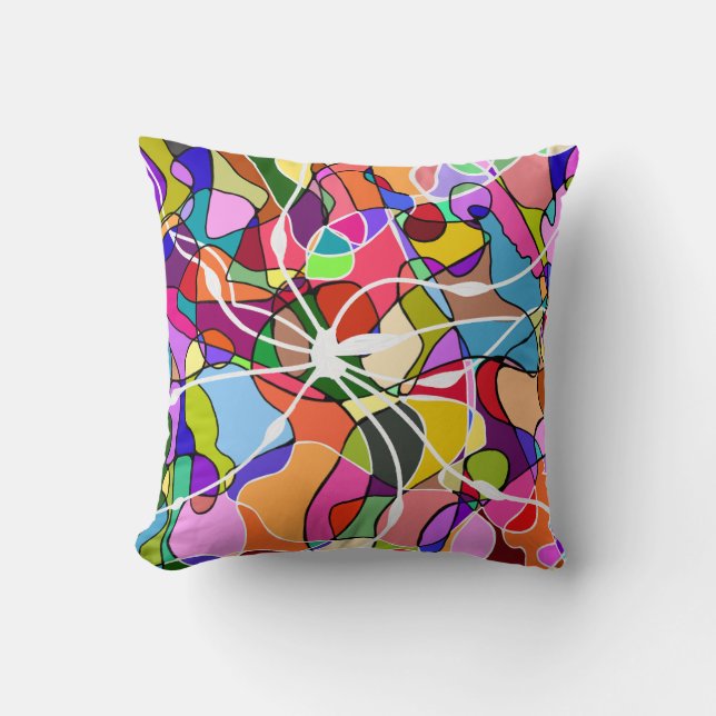 Abstract Doodle Design Throw Pillow (Front)