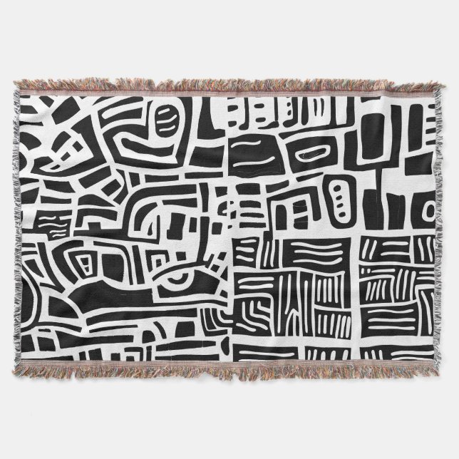 abstract doodle modern throw blanket (Front)