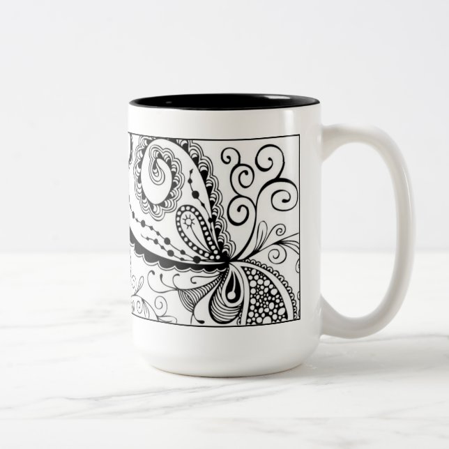 Abstract Doodle Mug in Black and White (Right)