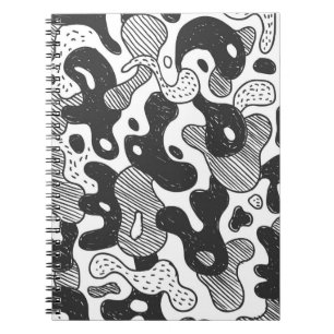 abstract doodle style camouflage,black notebook