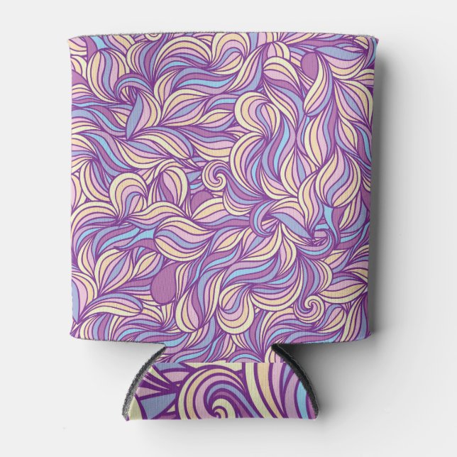 Abstract doodle waves: creative background. can cooler (Front)