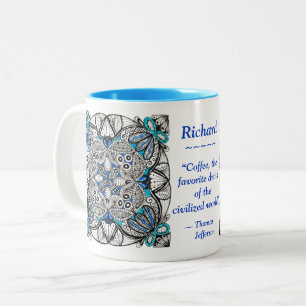 Abstract Doodle with Blue and Jefferson Quote Mug