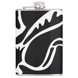 Abstract Doodles Black and white 4 of 8 Hip Flask