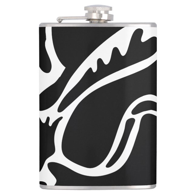 Abstract Doodles Black and white 4 of 8 Hip Flask (Front)