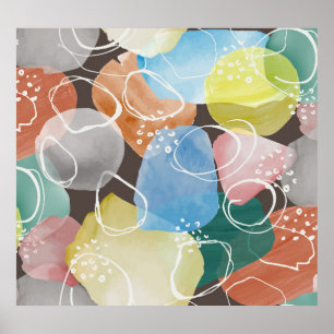 Abstract Doodles: Watercolor Minimalist Art Poster