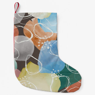 Abstract Doodles: Watercolor Minimalist Art Small Christmas Stocking
