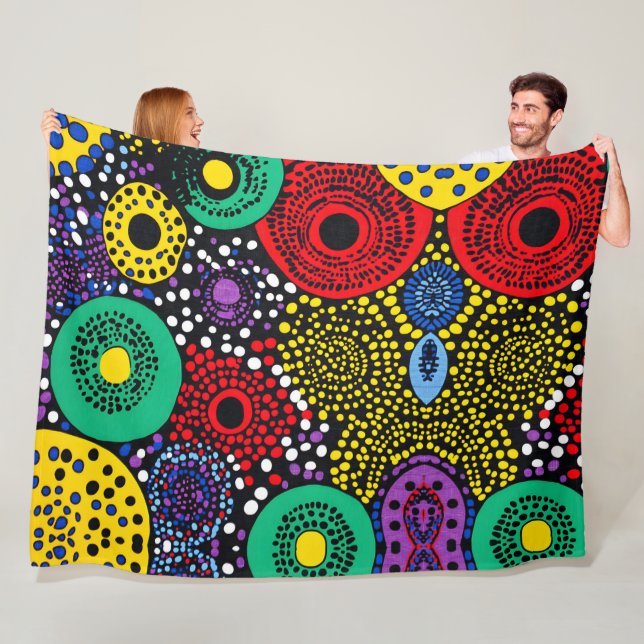 Abstract dot art 1 fleece blanket (In Situ)