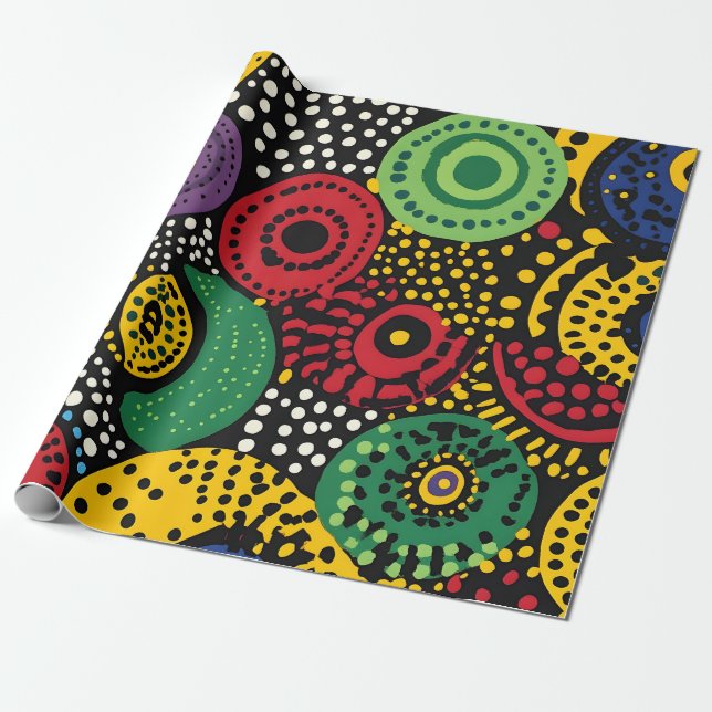 Abstract dot art 8 wrapping paper (Unrolled)