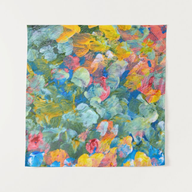 Abstract dot smear brush stroke acrylic and waterc tapestry (Front)