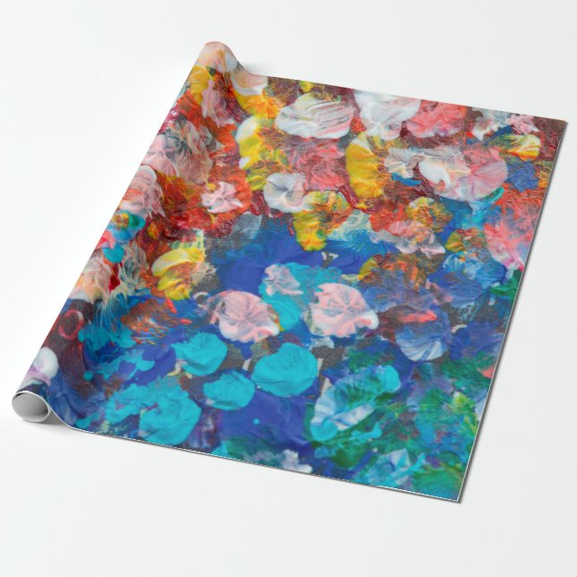Abstract dot smear brush stroke acrylic and waterc wrapping paper (Unrolled)