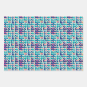 Abstract Dots in Shades of Blue Pattern Wrapping Paper Sheet