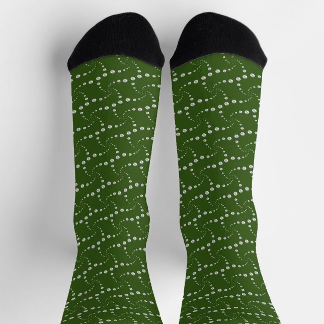 Abstract Dotted Pattern on Forest Green Socks (Top)