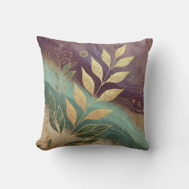 Abstract DoubleShade Golden Leaf Art Style 23 Cushion (Front)