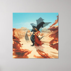 Abstract Dragon Skull Occult Dark Witchy AI Art Canvas Print