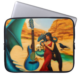 Abstract Dragon Skull Occult Dark Witchy AI Art Laptop Sleeve