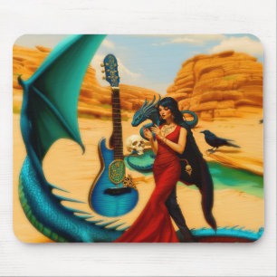 Abstract Dragon Skull Occult Dark Witchy AI Art Mouse Mat