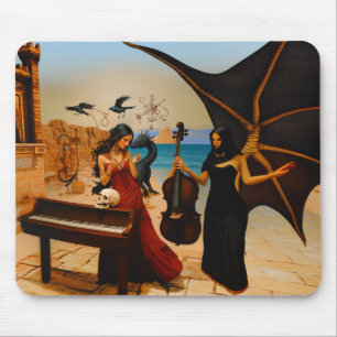 Abstract Dragon Skull Occult Dark Witchy AI Art Mouse Mat