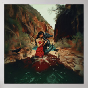 Abstract Dragon Skull Witchy AI Art Matte Value Poster