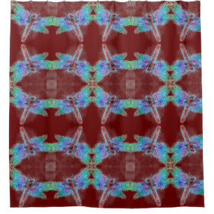 Abstract Dragonflies Red Customise Background Shower Curtain