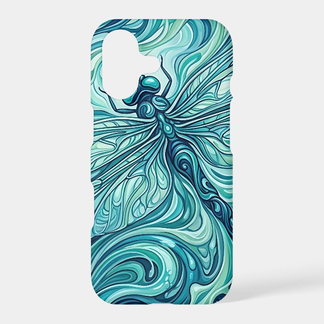 Abstract Dragonfly Ocean Blue Paint iPhone Cases (Back)
