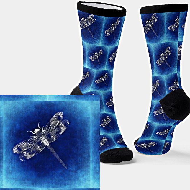 Abstract Dragonfly on Blue  Socks (Creator Uploaded)