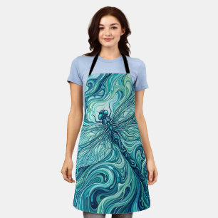 Abstract Dragonfly Wings Ocean Blue Melt Apron