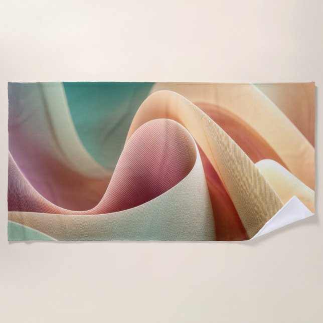 Abstract Drapery with Pastel Gradient Flow Beach Towel (Front)