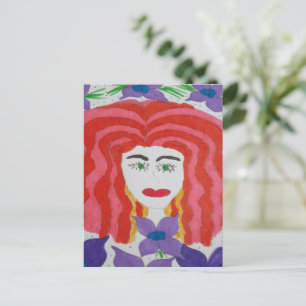 Abstract Drawing: Face of a Red Haired Girl Postcard