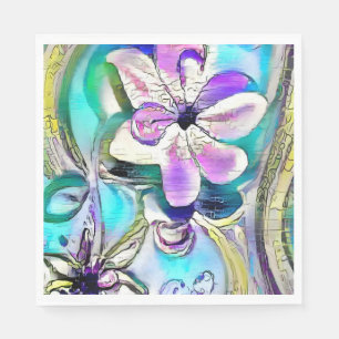 Abstract drawing of colourful flowers  napkin