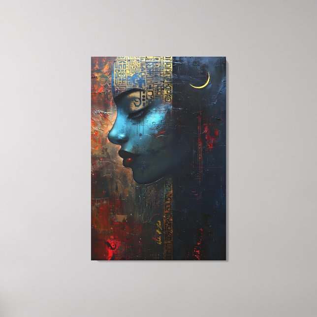 Abstract drawing of girl's canvas print (Front)