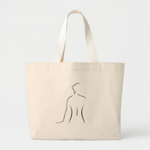 Abstract drawing of graceful lady large tote bag