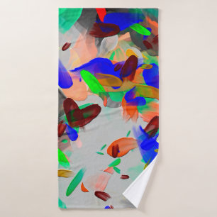 Abstract drawing texture with chaotic real paint b bath towel