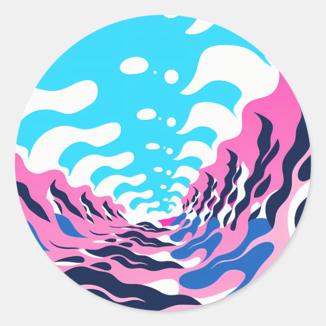 Abstract Dream Wave – Vibrant Surreal Flow Classic Round Sticker (Front)