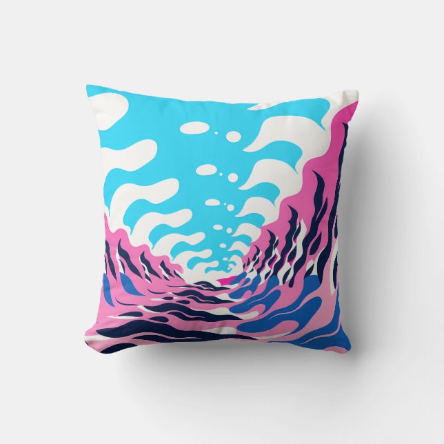 Abstract Dream Wave – Vibrant Surreal Flow Cushion (Front)