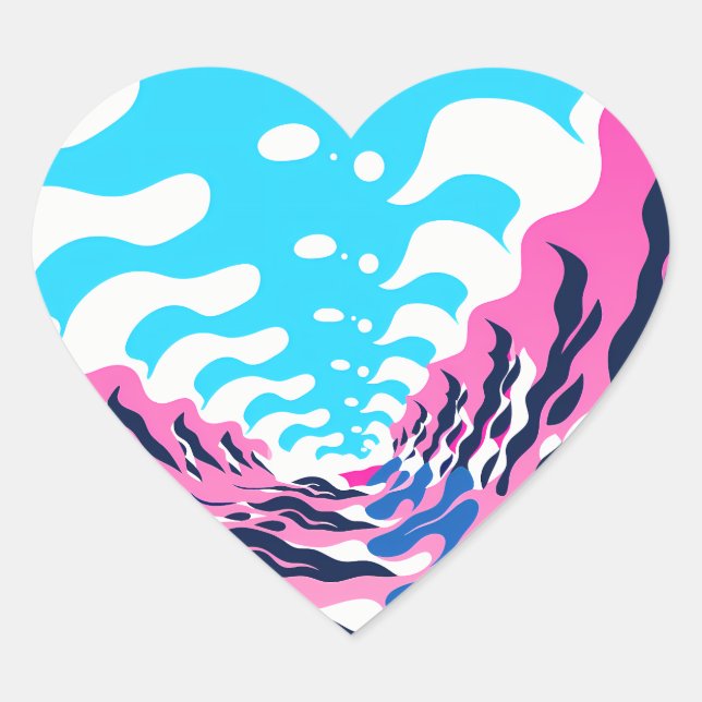 Abstract Dream Wave – Vibrant Surreal Flow Heart Sticker (Front)