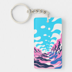 Abstract Dream Wave – Vibrant Surreal Flow Key Ring