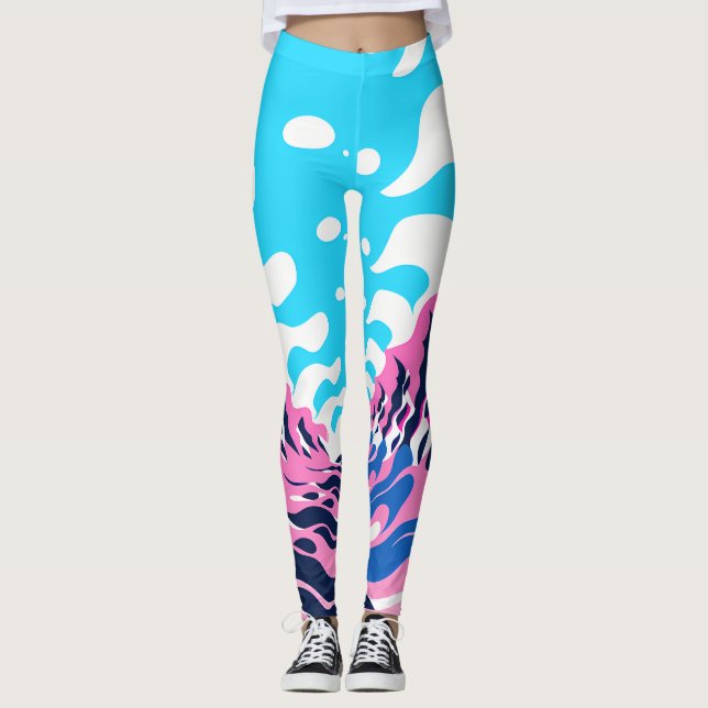 Abstract Dream Wave – Vibrant Surreal Flow Leggings (Front)