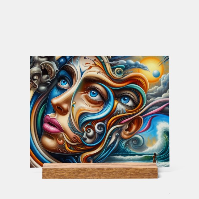 Abstract Dreamscape Ocean Serenity & Cosmic Wonder Acrylic Sign (Front)