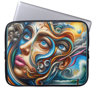 Abstract Dreamscape Ocean Serenity & Cosmic Wonder Laptop Sleeve
